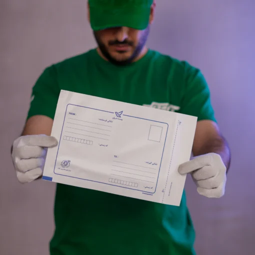پاکت پستی نایلون مشکی لمینت پلاس آ۵ طرح آدرس دار