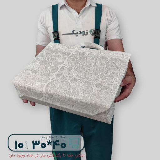 ساک دستی پارچه سوزنی دستگیره زنبیلی ۳۰*۴۰ فول گاست ۱۰ طرح بادابته