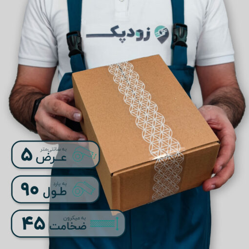 چسب پهن چاپدار 45 میکرون 5 سانتیمتر 90 یارد طرح گل زندگی
